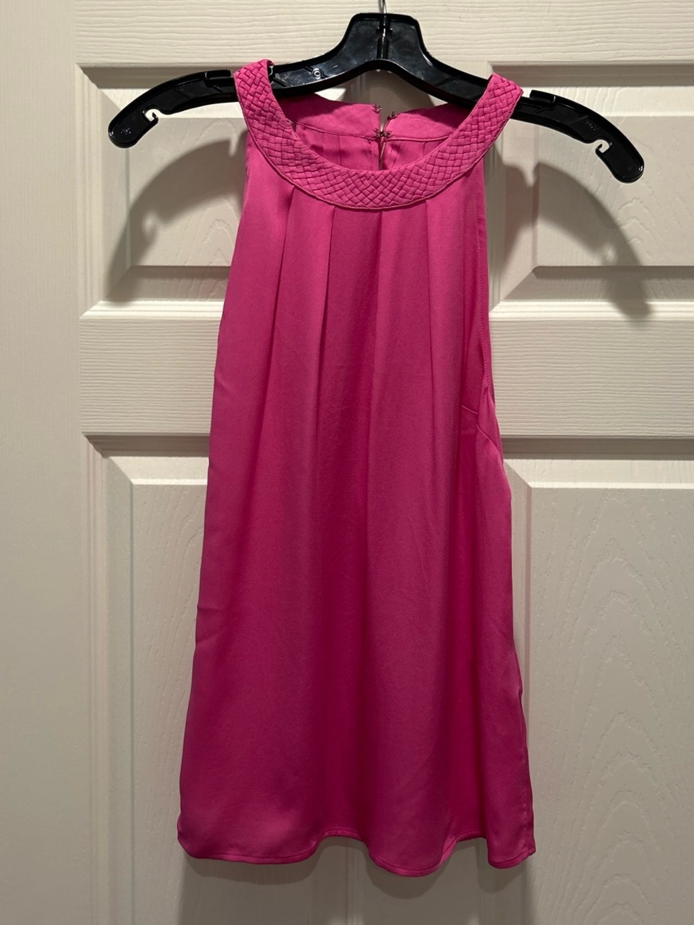 Joie Hot Pink Sleeveless top with Braided Neckline
